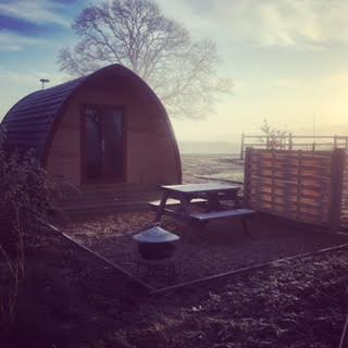 Glamping pod in the mist at notgrove