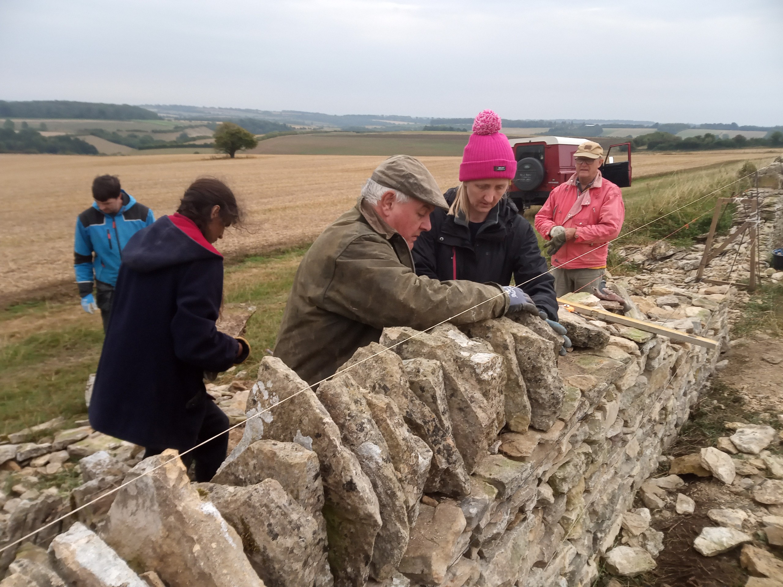 Dry stone walling course in the Cotswolds